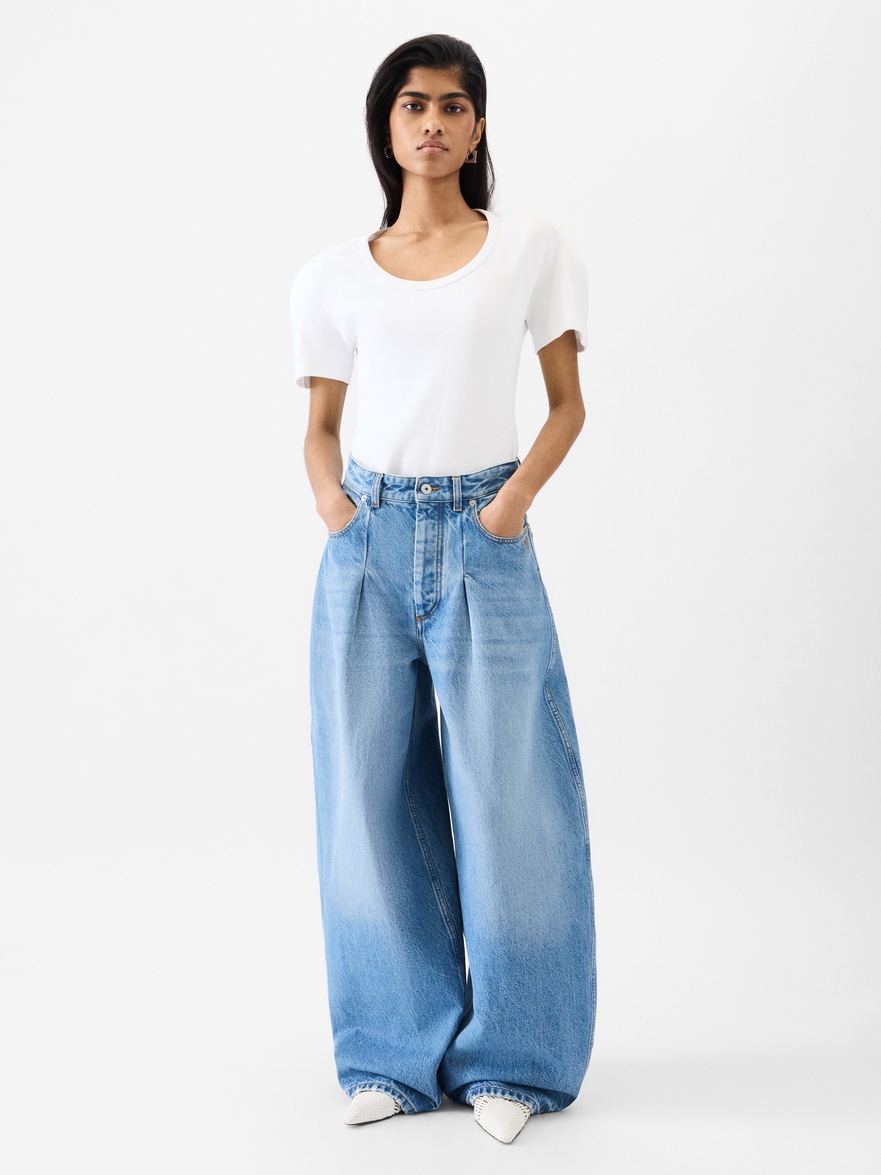 Jacquemus The Ovalo De-nîmes Denim Pants In Blue