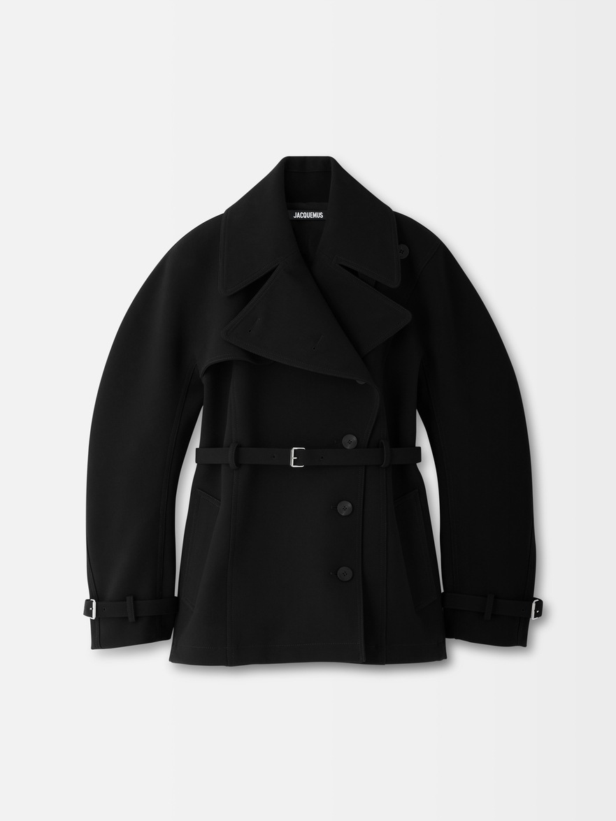 Jacquemus Black Coat with Gold Buckle La Veste Galliga virgin wool blazer in black - Jacquemus  main image 4