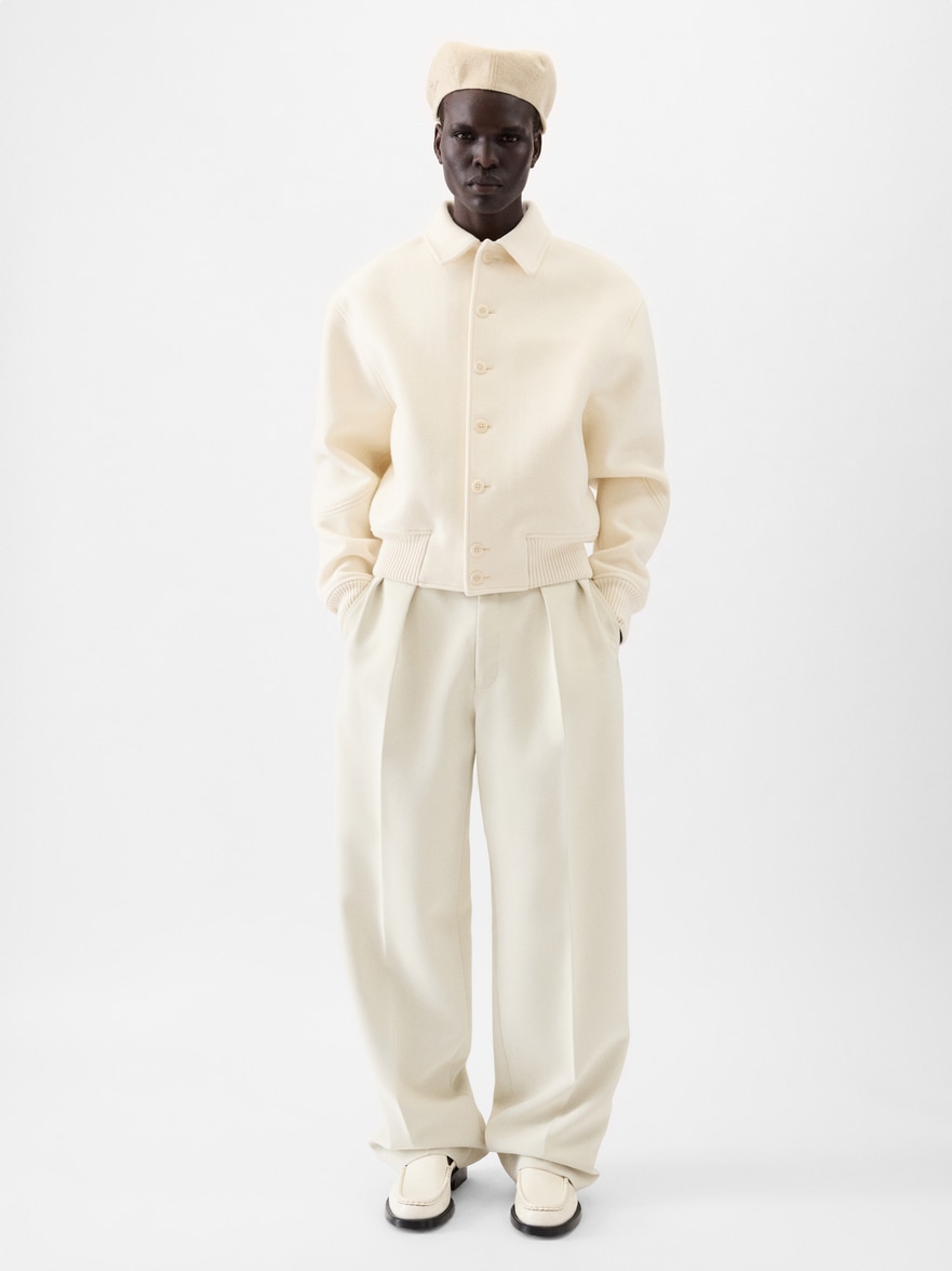 Jacquemus Felt Wool Bomber Jacket In White