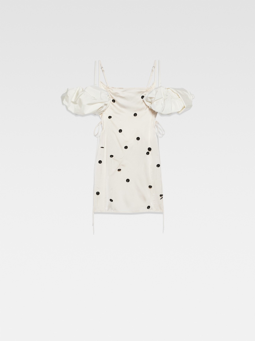 Jacquemus Mini Darling Polka Dot Dress In White