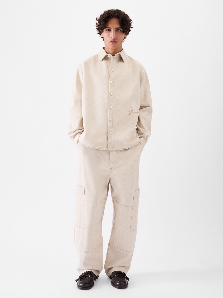 Jacquemus Simon Denim Shirt Long Sleeves In Neutral