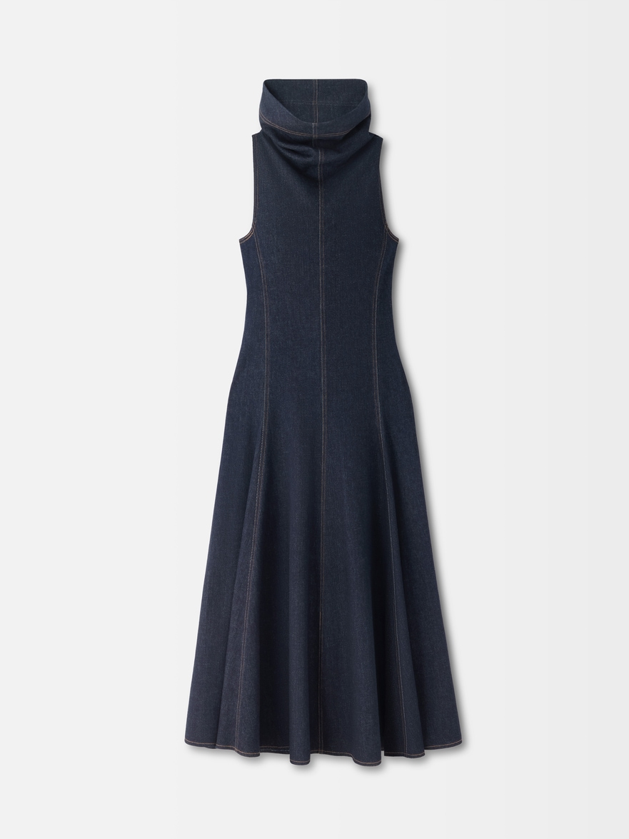 jacquemus denim dress JACQUEMUS La Robe Triangle Denimes Dress in Dark Navy