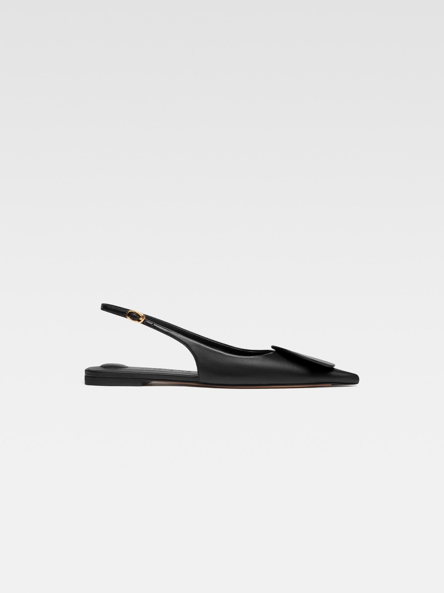 Jacquemus Les Duelo Plates Leather Slingback Flat In Black