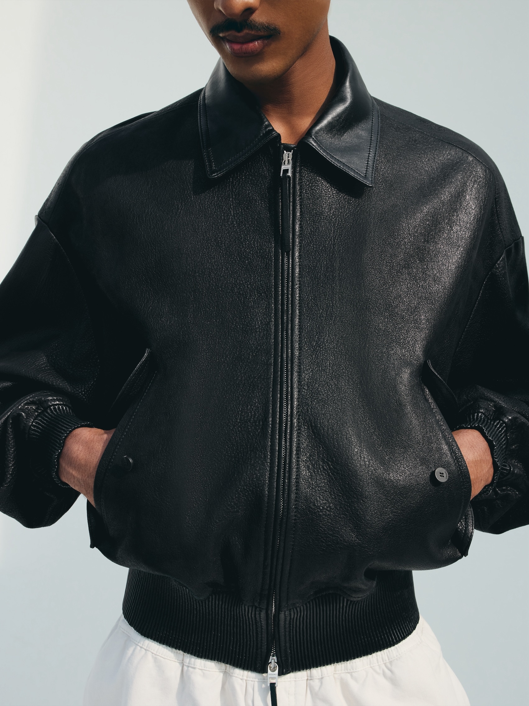 LE BOMBER LOSANGE CUIR