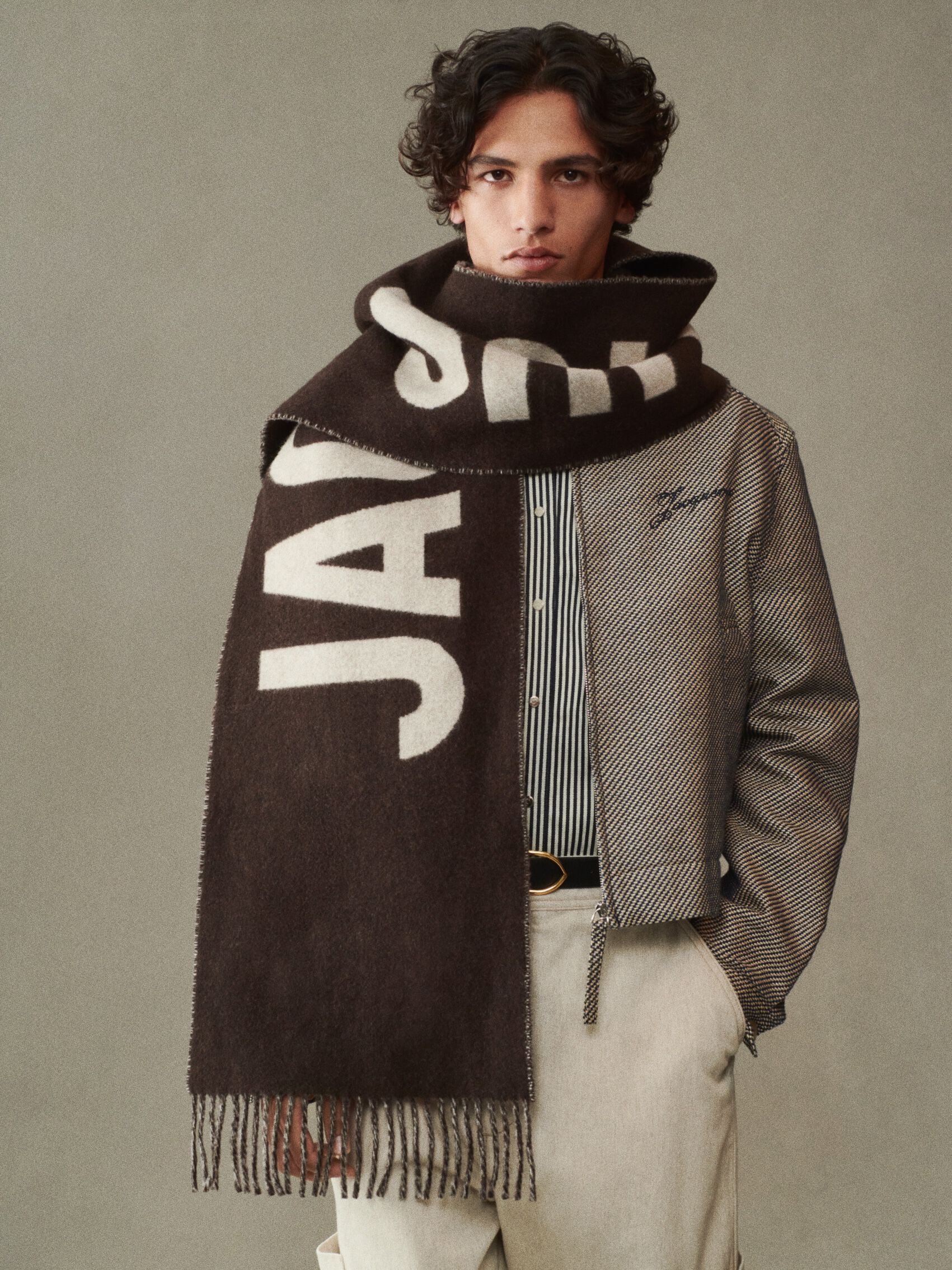 小物 JACQUEMUS L'ECHARPE JACQUEMUS MULTI BRWN Jacquemus L'echarpe Fringe Logo Multi-Brown Scarf | 226AC435