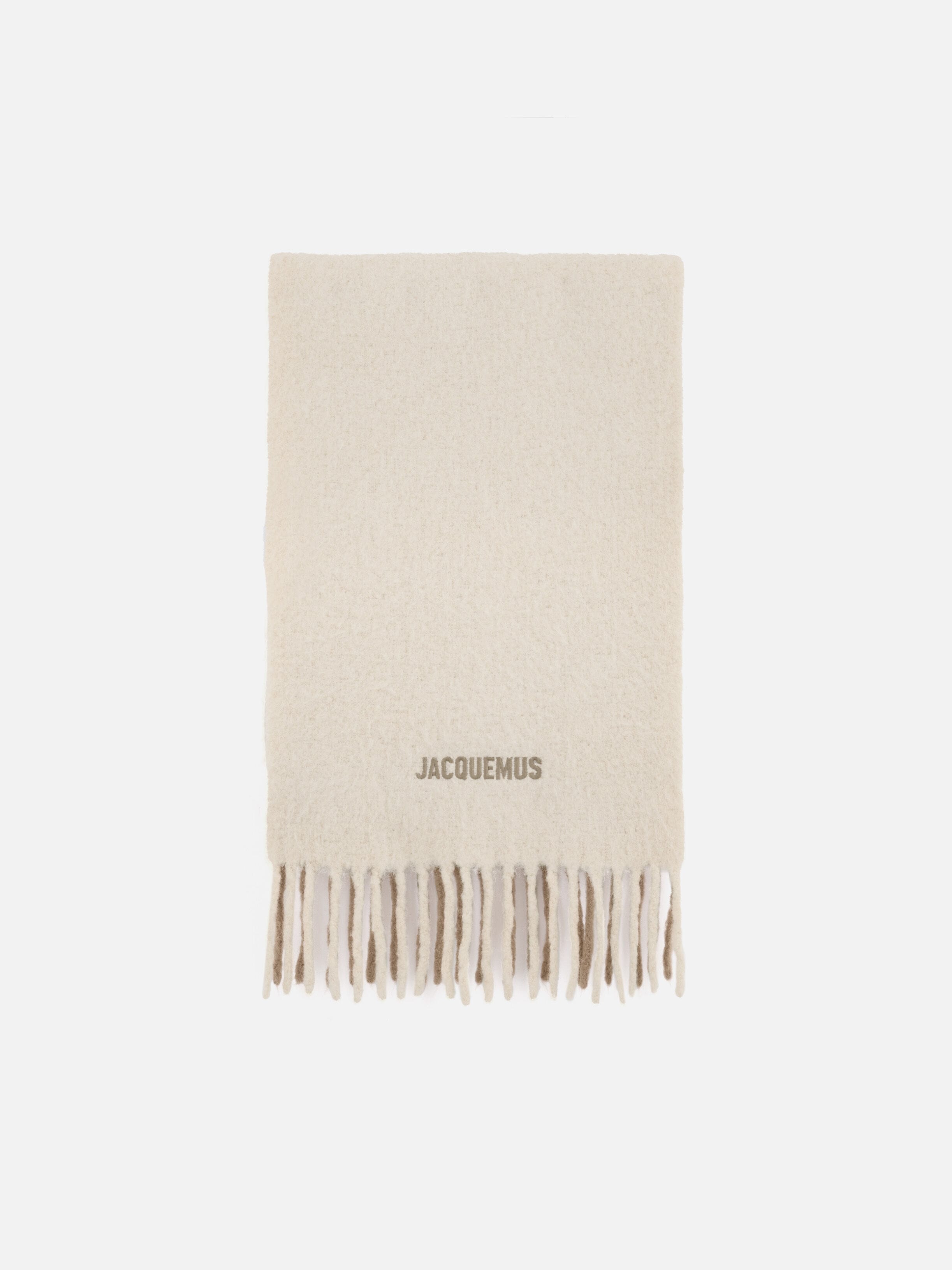 The Jacquemus scarfカシミヤのマフラー Écharpe logo virgin wool scarf in brown - Jacquemus | Mytheresa