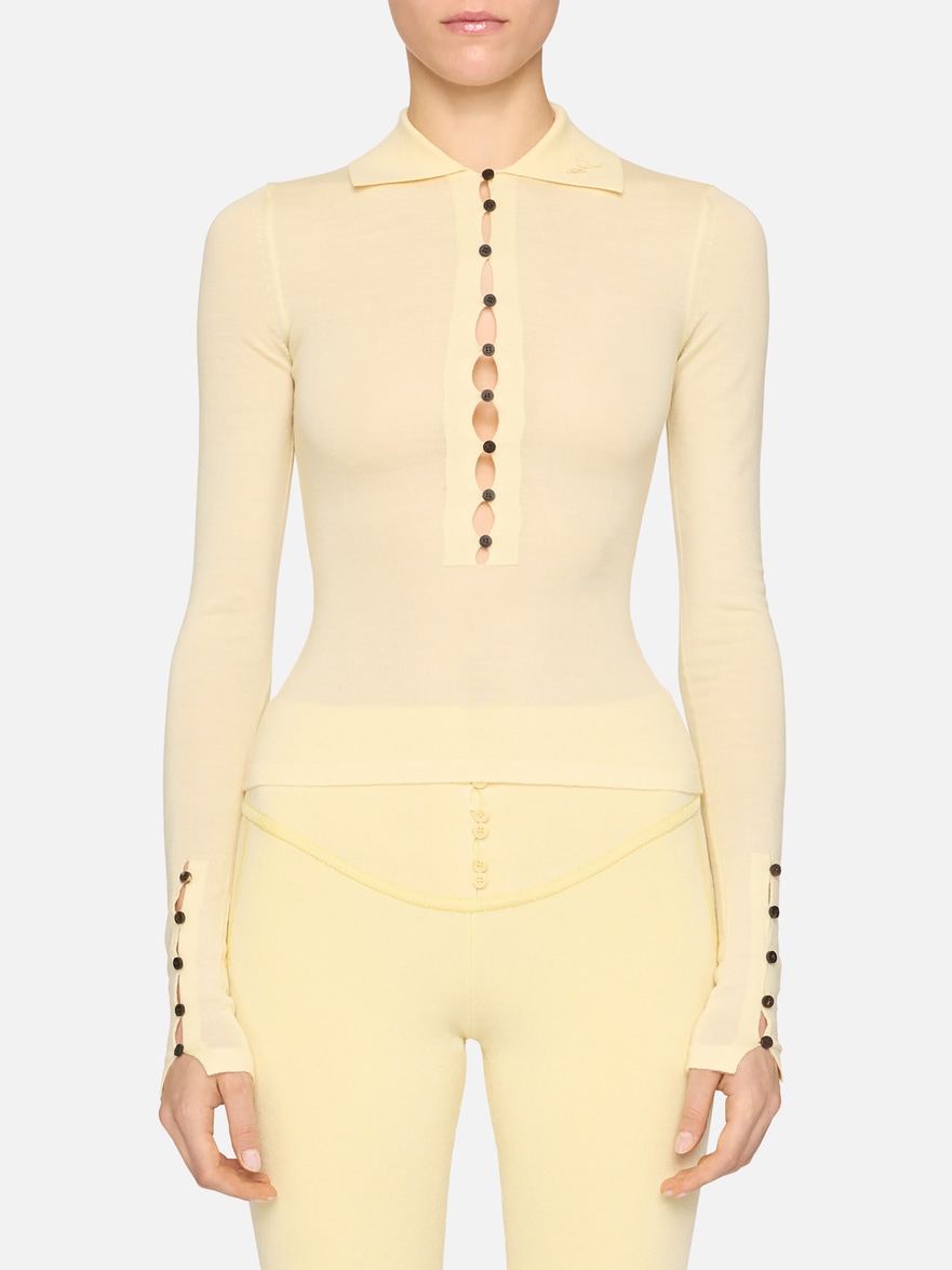 Jacquemus The Merino Long-sleeve Polo Shirt In Yellow