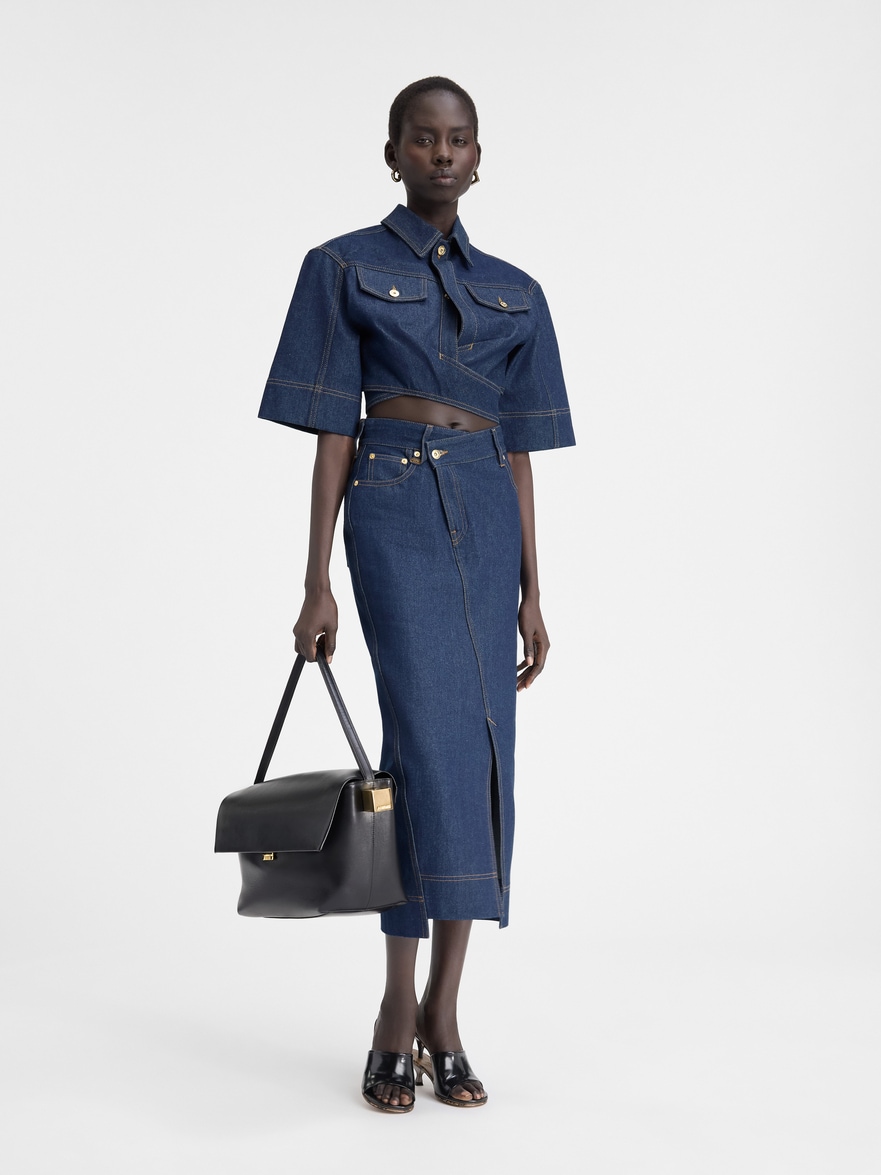 Jacquemus Le Haut De-nîmes Denim Crop Top In Blue