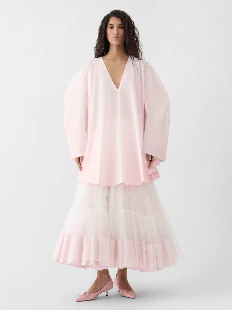 Jacquemus Paysan Oversized Cotton-blend Mini Dress In Pink