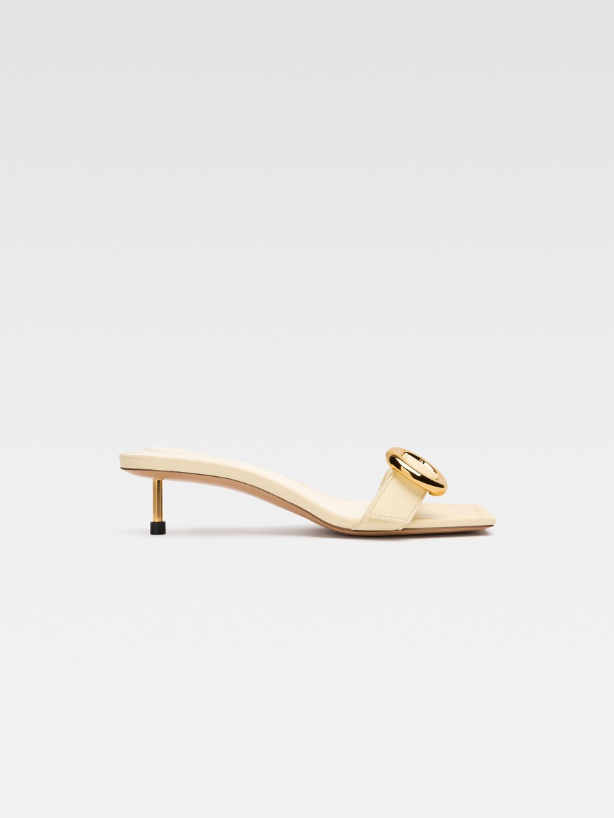 Jacquemus Geometric Buckle Mules In Beige
