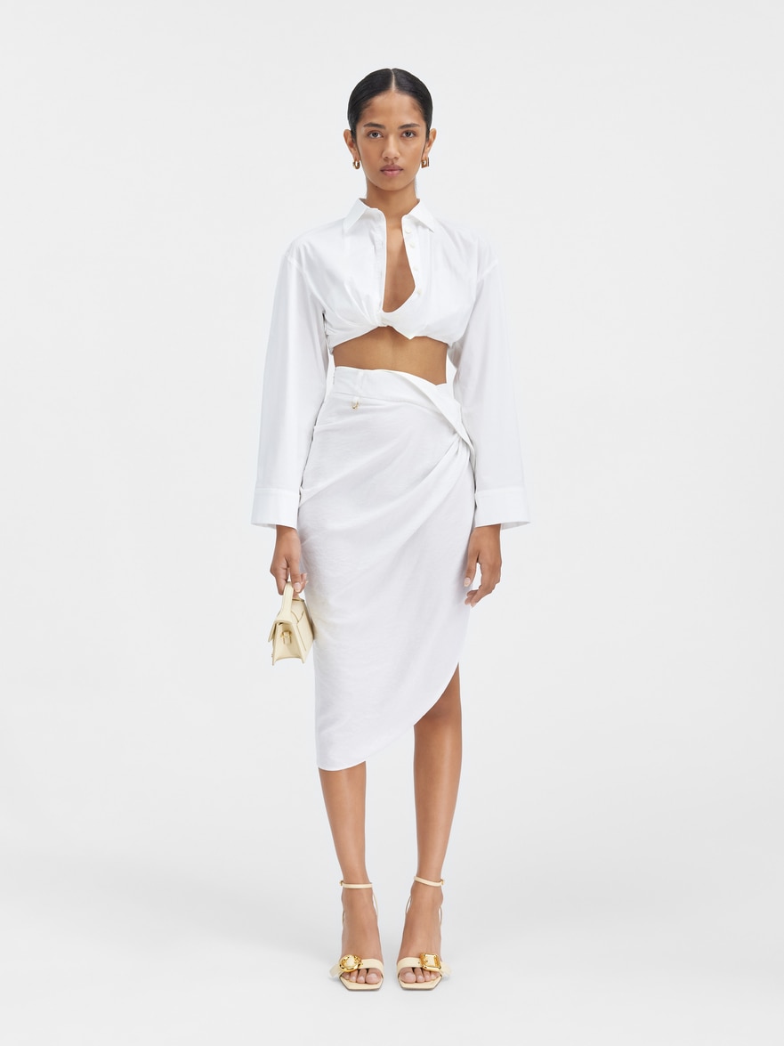 Jacquemus La Jupe Saudade Asymmetric Skirt In White